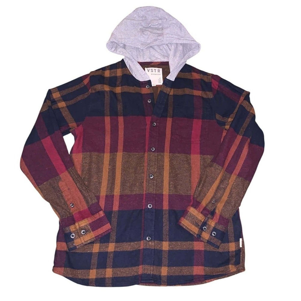 VSTR Modern Nomad Heavyweight Hooded Plaid Flannel / Shacket Brushed Twill